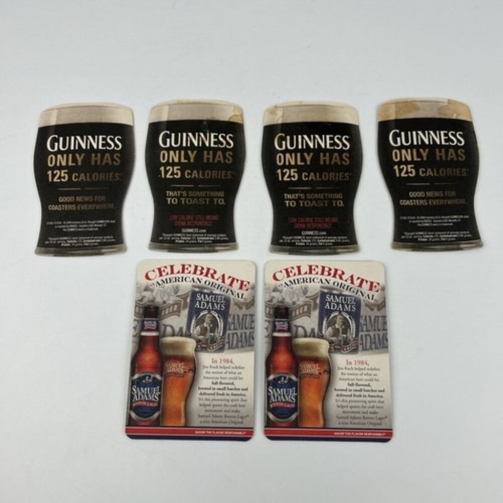 Beer Coasters - 4 Guinness Only Has 125 Calories, 2 Samuel Adams Boston